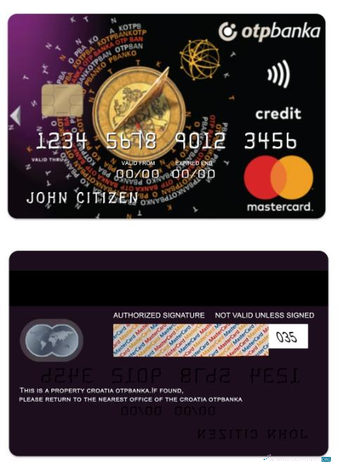 Download Croatia OTP banka Mastercard Standard charge card Photoshop template